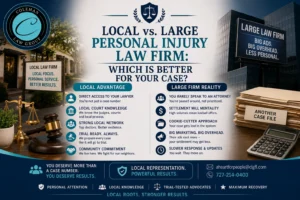 Comparación entre un bufete de abogados local y uno grande especializado en lesiones personales