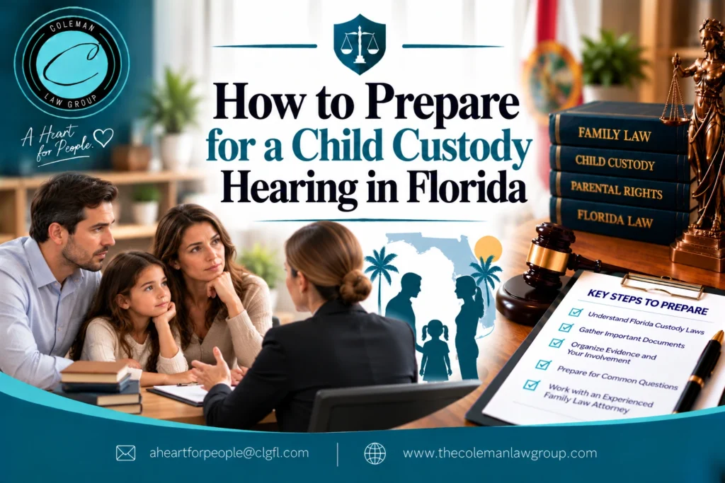 Child custody hearing preparation in court